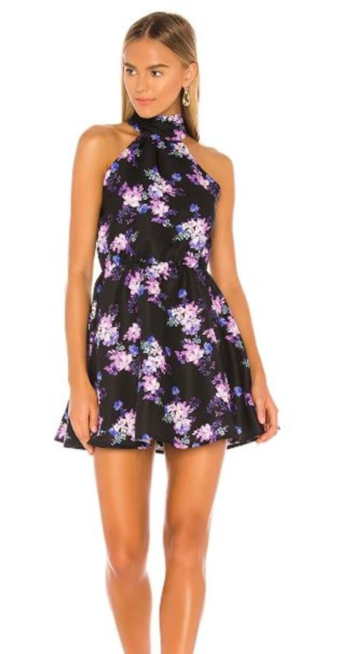 NWT Lovers + Friends Revolve Andrew Mini Dress in Royal Floral L Purple Black